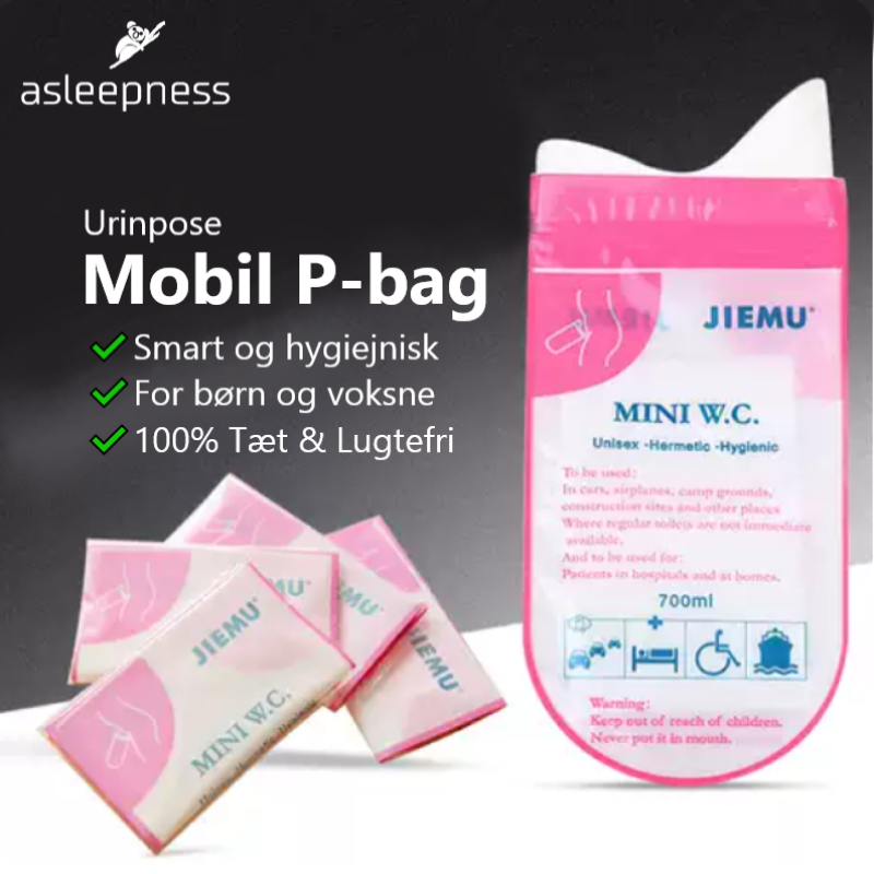 Tissepose og urinpose som P-bag til børn og voksne, der skal tisse