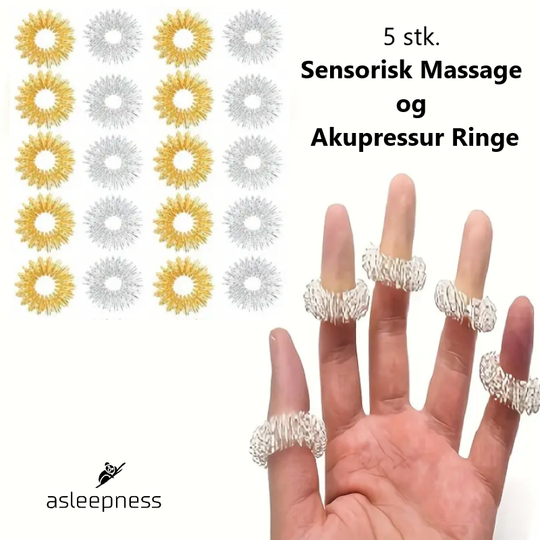 Smarte Sensorisk Finger Massage og Akupressur Ring til ADHD i sølv og guld