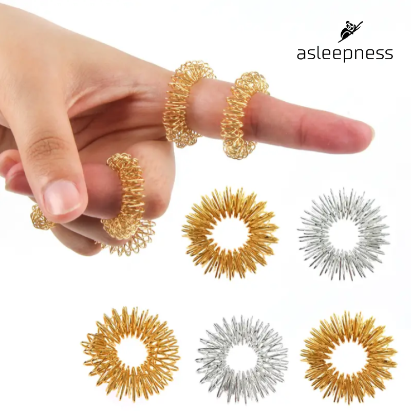 Sensorisk Finger Massage og Akupressur Ring til ADHD i sølv og guld