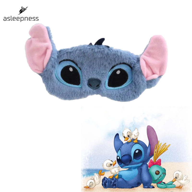 Lilo og Stitch sovemaske og øjenmaske fra Disney for børn og voksne i blå plys materiale