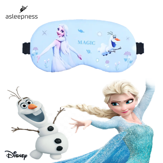 Sovemaske og øjenmaske med Disney Elsa Frozen og Olaf i blå polyester 