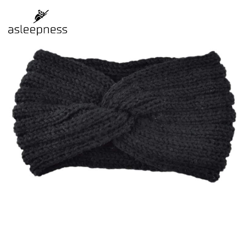 Pandebånd, ørevarmer og halstørklæde i polyester i sort