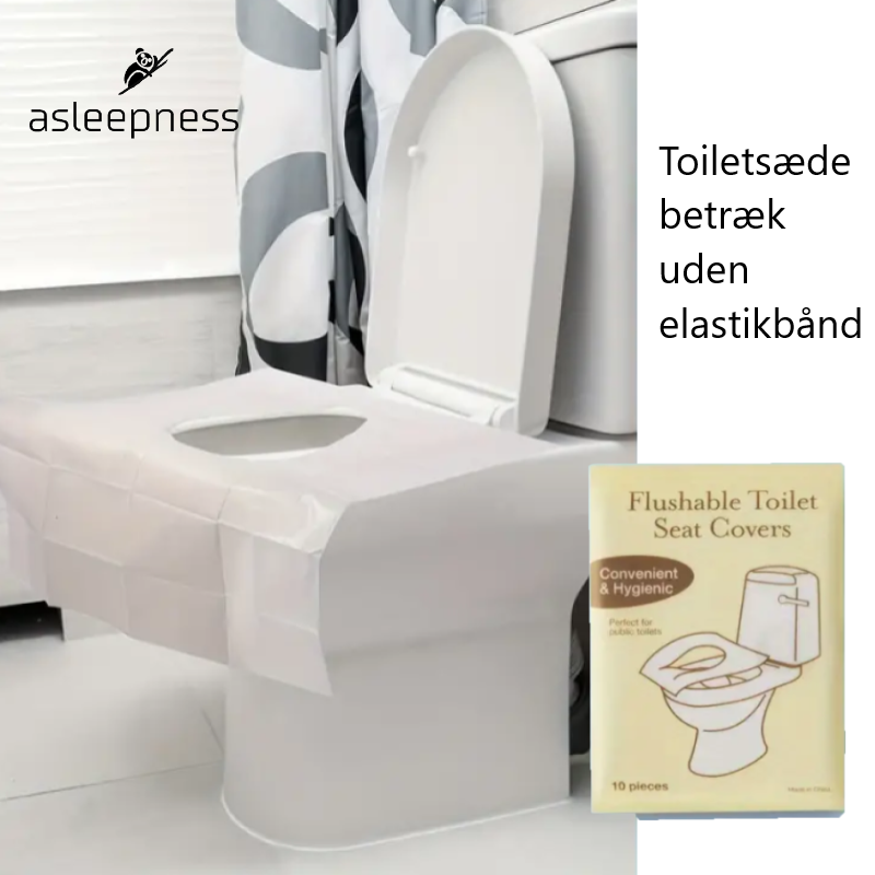 Toiletsæde betræk og toiletbetræk og toiletsædecover til festivals, ferie og ture. 5 stk i hvid engangsposer